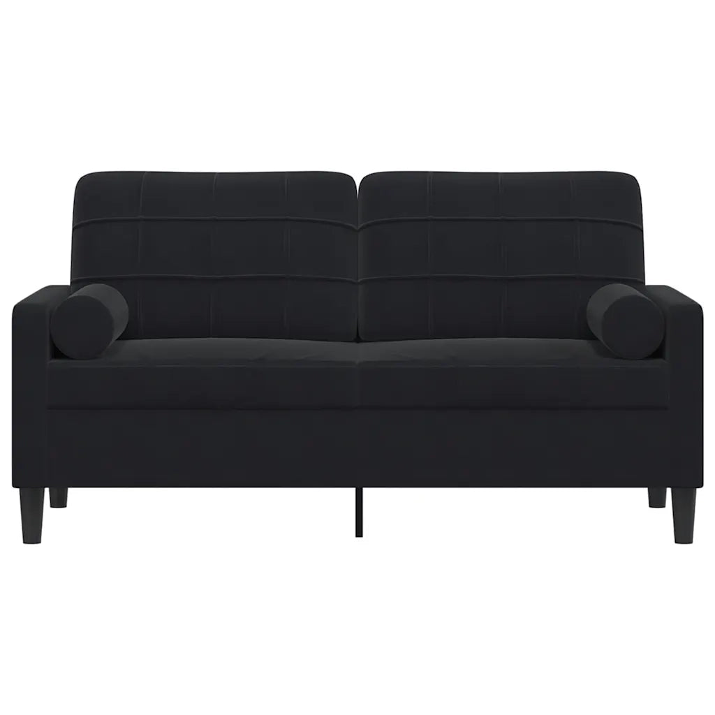 Divano a 2 Posti con Cuscini-Sofa 2 Posti con Cuscini Nero 140 cm in Velluto 959565