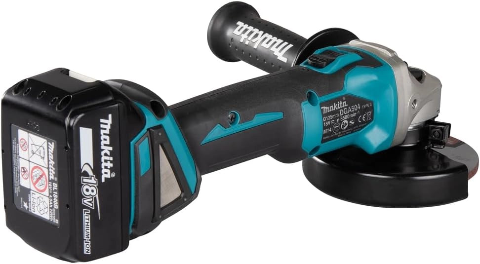 Makita DGA504RMJ - Mini-amoladora a bateria 18V 125 mm litio-ion 4.0 Ah 8500 rpm motor BL