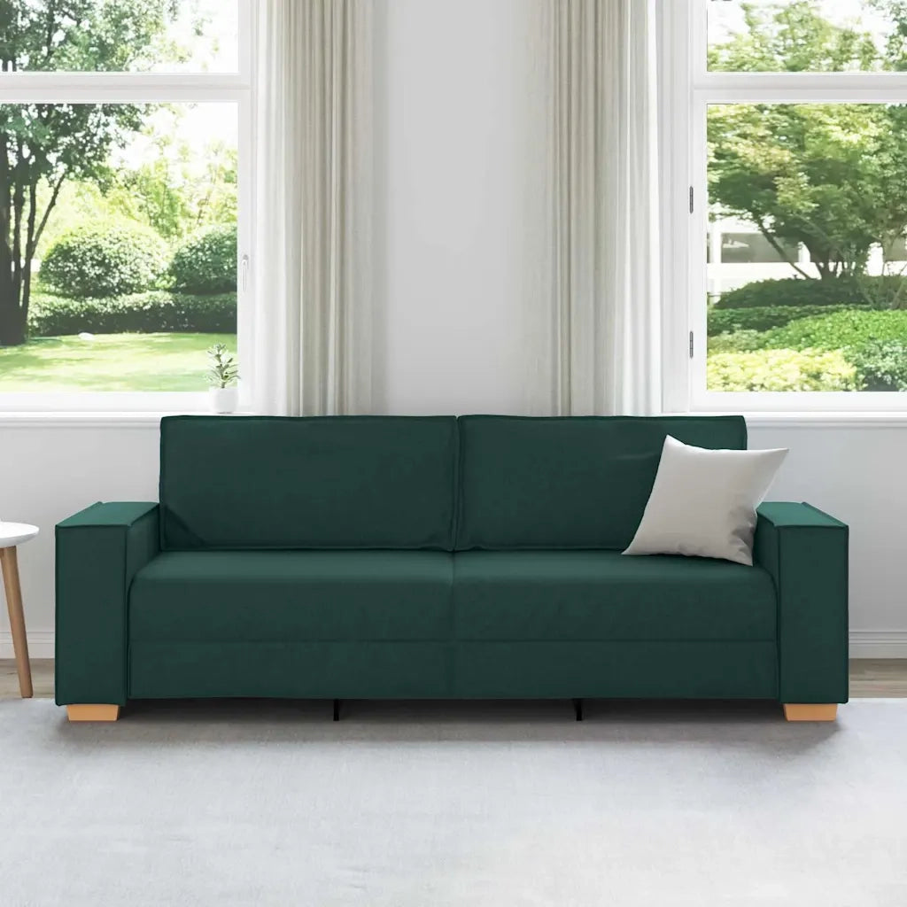 Divano 3-Persone Verde Scuro 220 cm Tessuto 4104995
