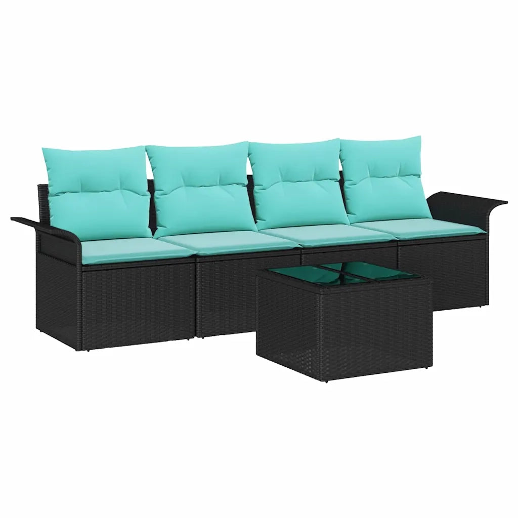Set di divani con cuscino 5 pcs Nero polyrattan 3345236