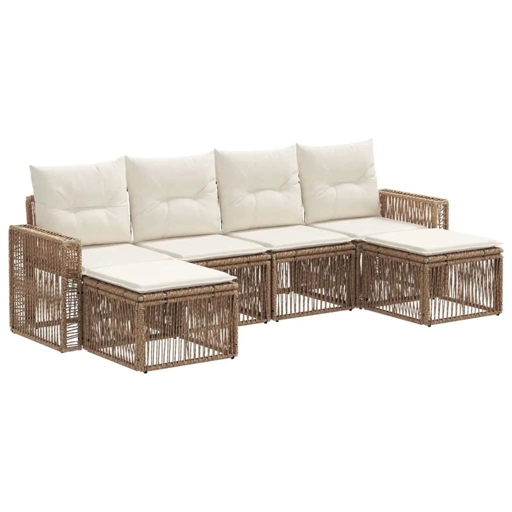 Set Divano da Giardino 6 pcs Beige e Bianco Crema polyrattan 3435204