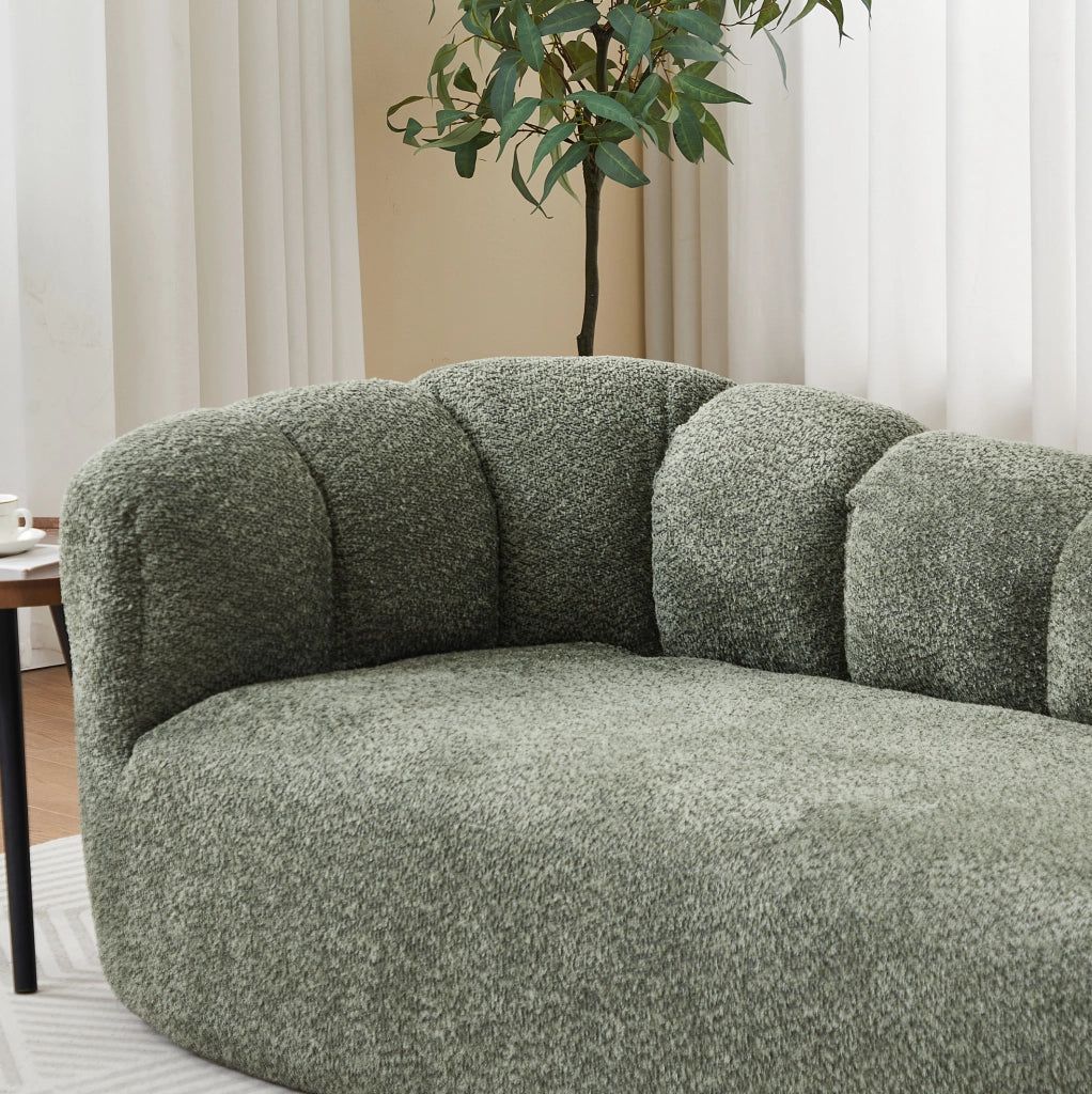 Chaise longue senza braccioli con schienale ondulato in ciniglia verde