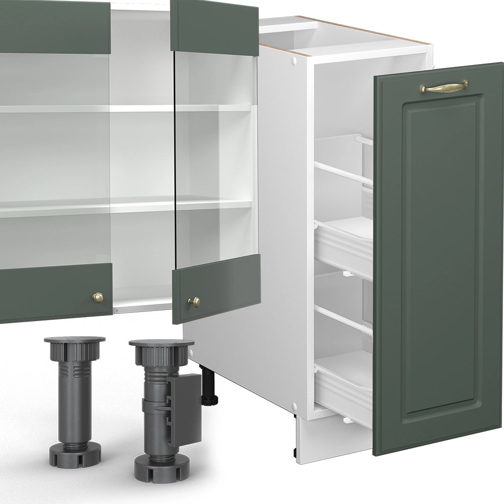Cucina componibile Fame-Line Verde-oro rustico/Bianco 280 cm, PL Rovere Vicco