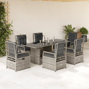 vidaXL Set da Pranzo da Giardino 7 pz con Cuscini in Polyrattan Grigio