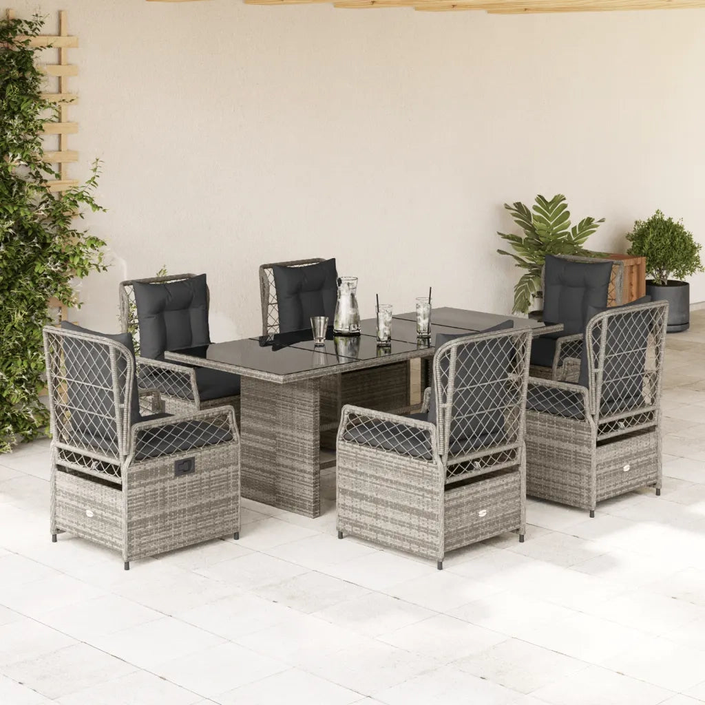 vidaXL Set da Pranzo da Giardino 7 pz con Cuscini in Polyrattan Grigio