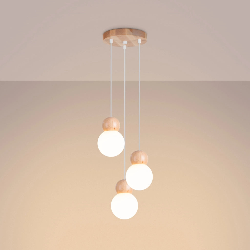 Lampada a sospensione Kalevi bianca legno 3xG9 PureLume