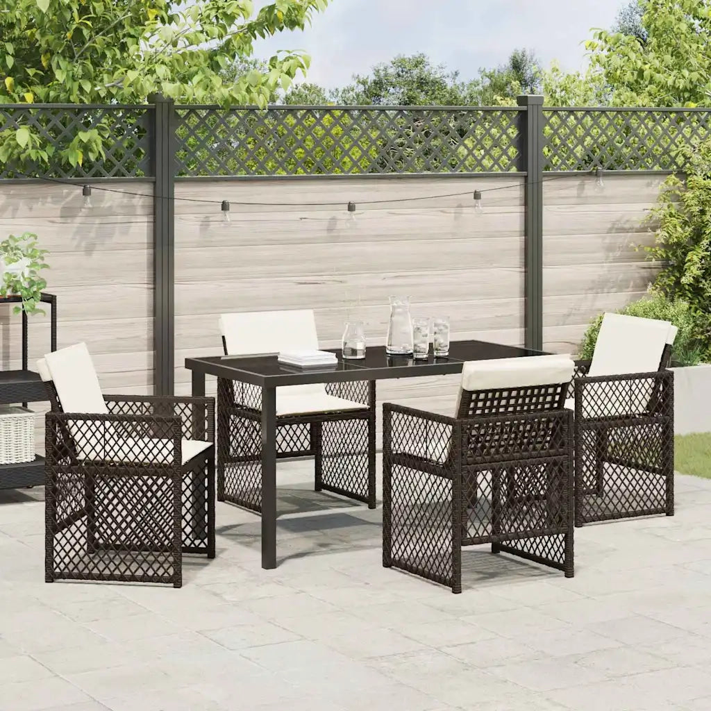 Set da Pranzo per Giardino 5 pcs Marrone polyrattan 3380630