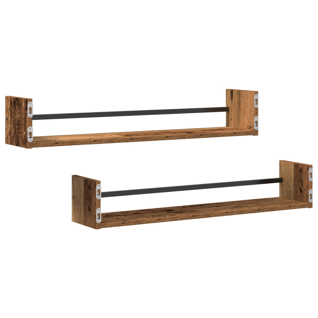 Mensole 2 pezzi Legno Vecchio 80x16x14 cm Legno Ingegnerizzato