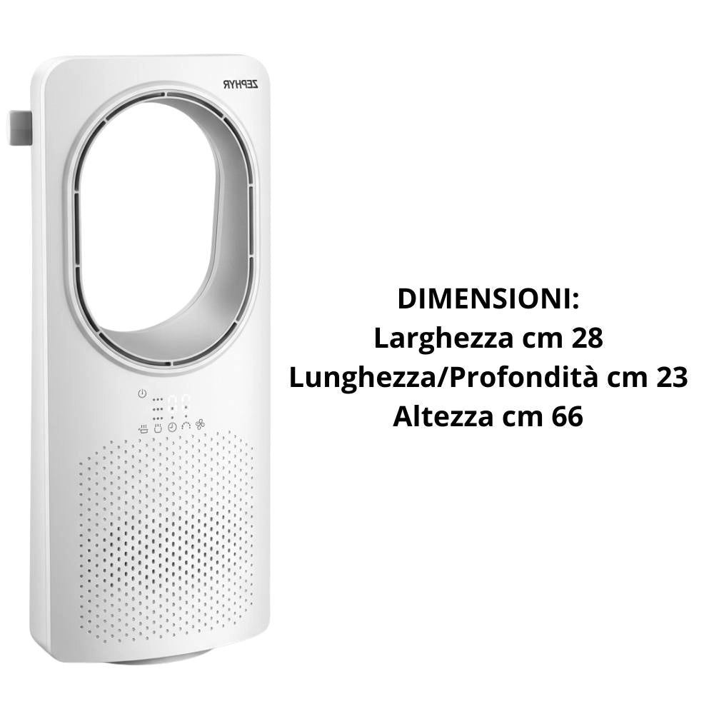 Zephir ventilatore a torre senza pale ph88bl design moderno bianco