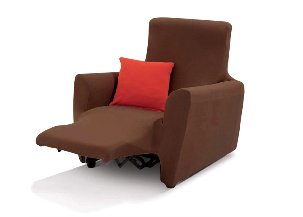 Copripoltrona Reclinabile Easy Long Sofa Cover In Tinta Unita - Poltrona - Marrone 190