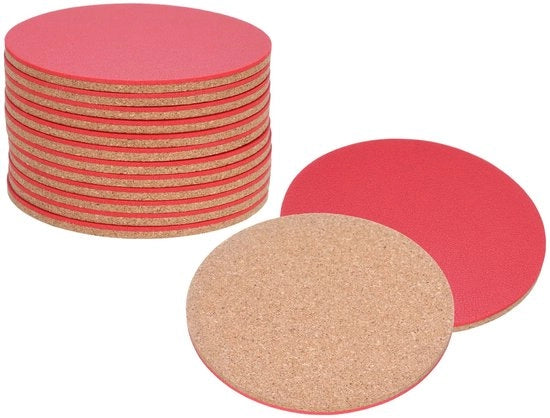 12 pezzi di supporti per bicchieri in cuoio e gomma per 4" per bicchieri rotondi per bevande fredde per vetro da vino bicchiere tazza bar ufficio rosso