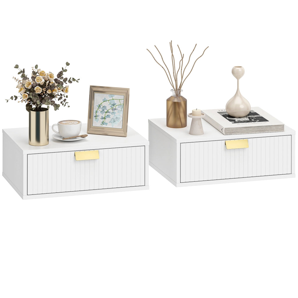 Comodini a muro con cassetto ¨C Zephmum ¨C Bianco 40x30x15 cm