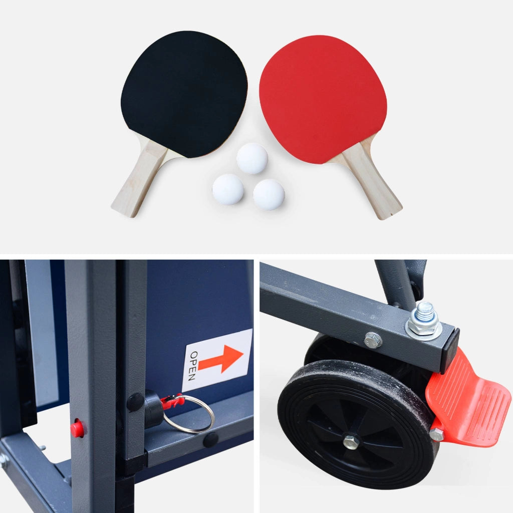 Tavolo da ping pong per interni piegabile con 2 racchette e 3 palline,