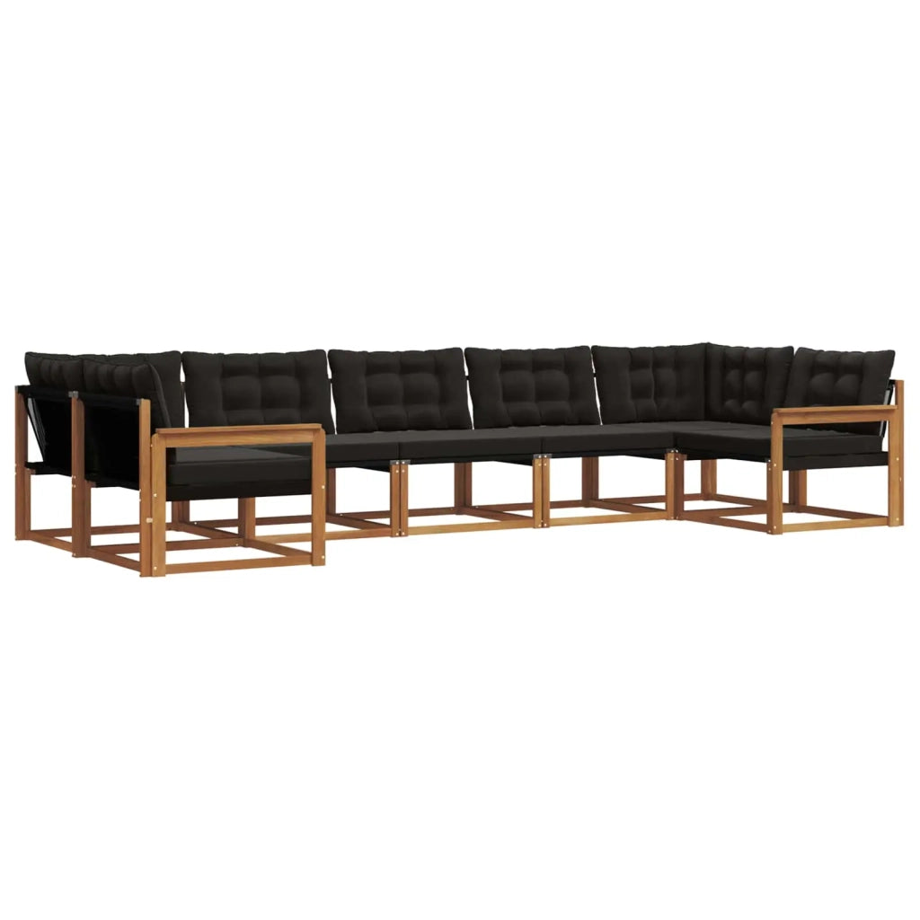 Set di divani da esterno con cuscino 7 pcs Naturale e Nero 3369811