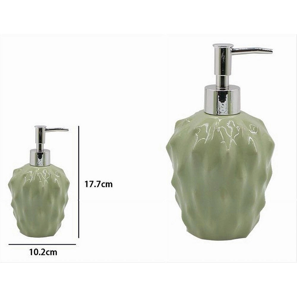 Trade Shop - Dispenser Per Sapone Liquido Verde Effetto Cactus Accessorio Arredo Bagno 79933 -