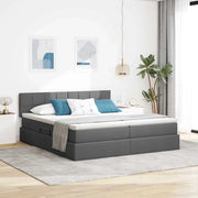 Letto con testiera Grigio scuro 200 x 200 cm Tessuto 3371568