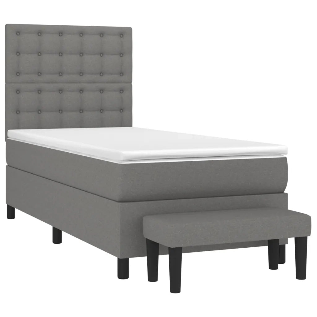 Giroletto a Molle con Materasso Grigio Scuro 100x200 cm Tessuto 3136894