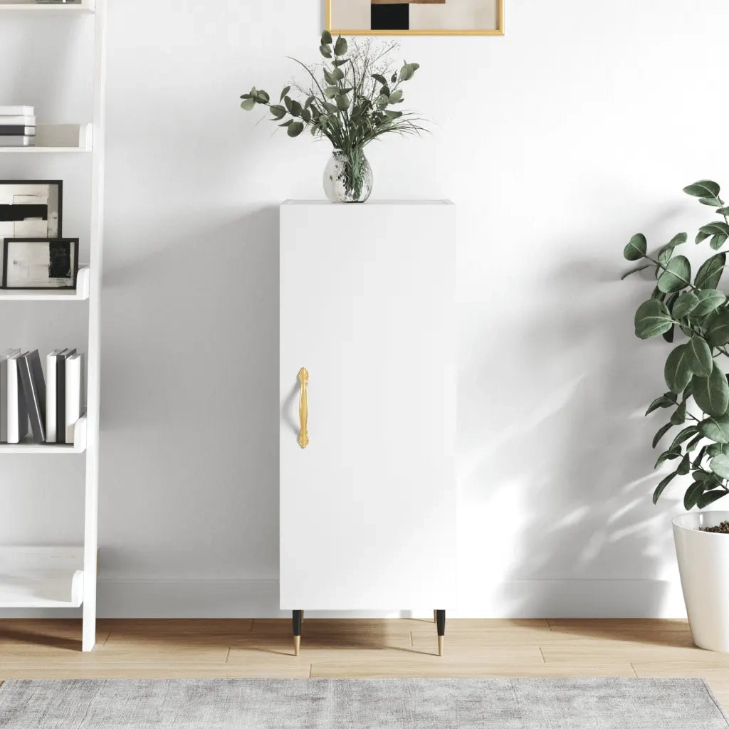 Credenza | Madia | Buffet da pranzo | Armadio da pranzo Bianco Lucido 34,5x34x90 cm in Legno Multistrato
