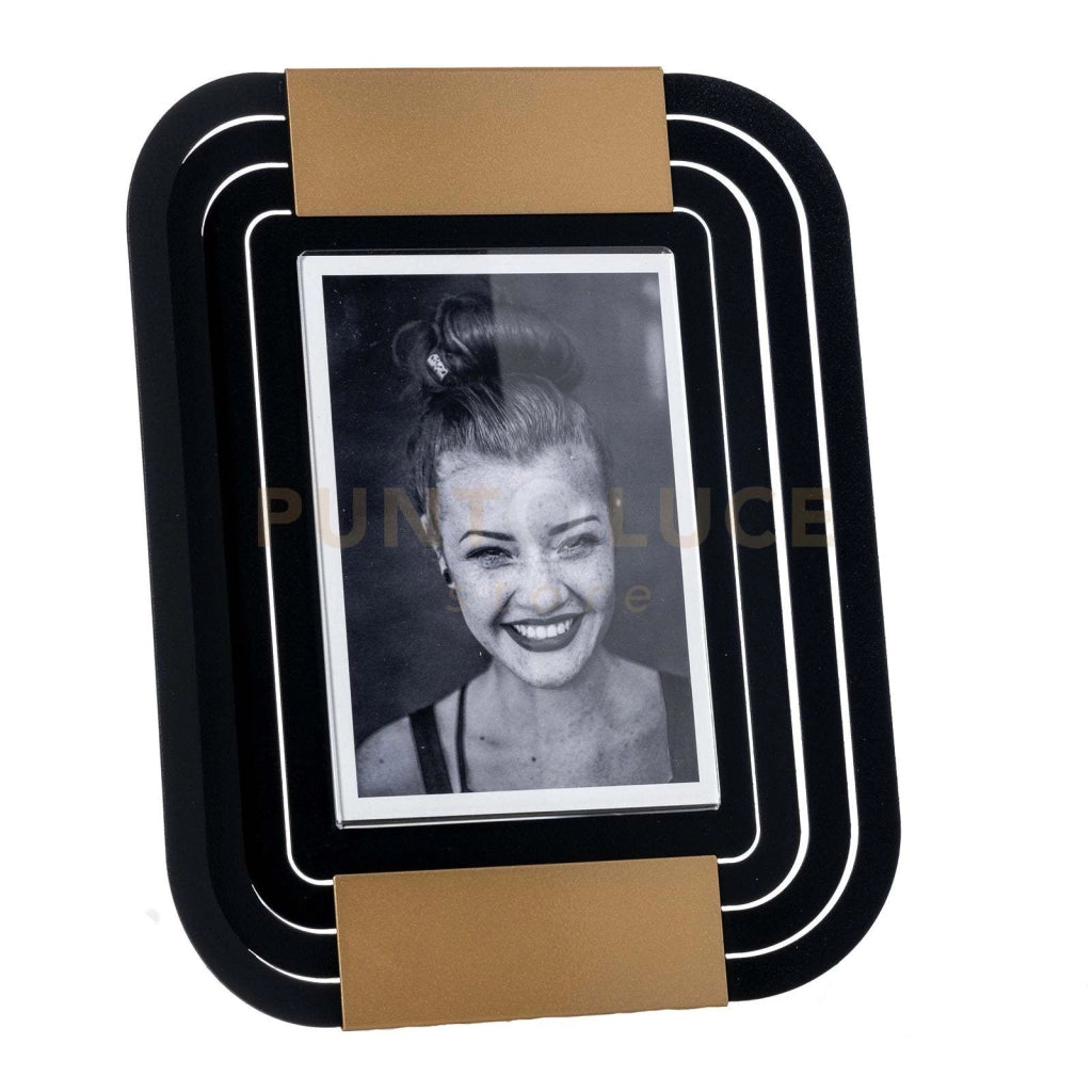 Portafoto di design Tudor grande Nero,oro laccato