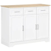 Credenza Moderna  a 3 Cassetti e 3 Ante in MDF e Truciolato con Ripiano Regolabile, 101x39x82 cm, Bianco