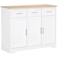 Credenza Moderna  a 3 Cassetti e 3 Ante in MDF e Truciolato con Ripiano Regolabile, 101x39x82 cm, Bianco
