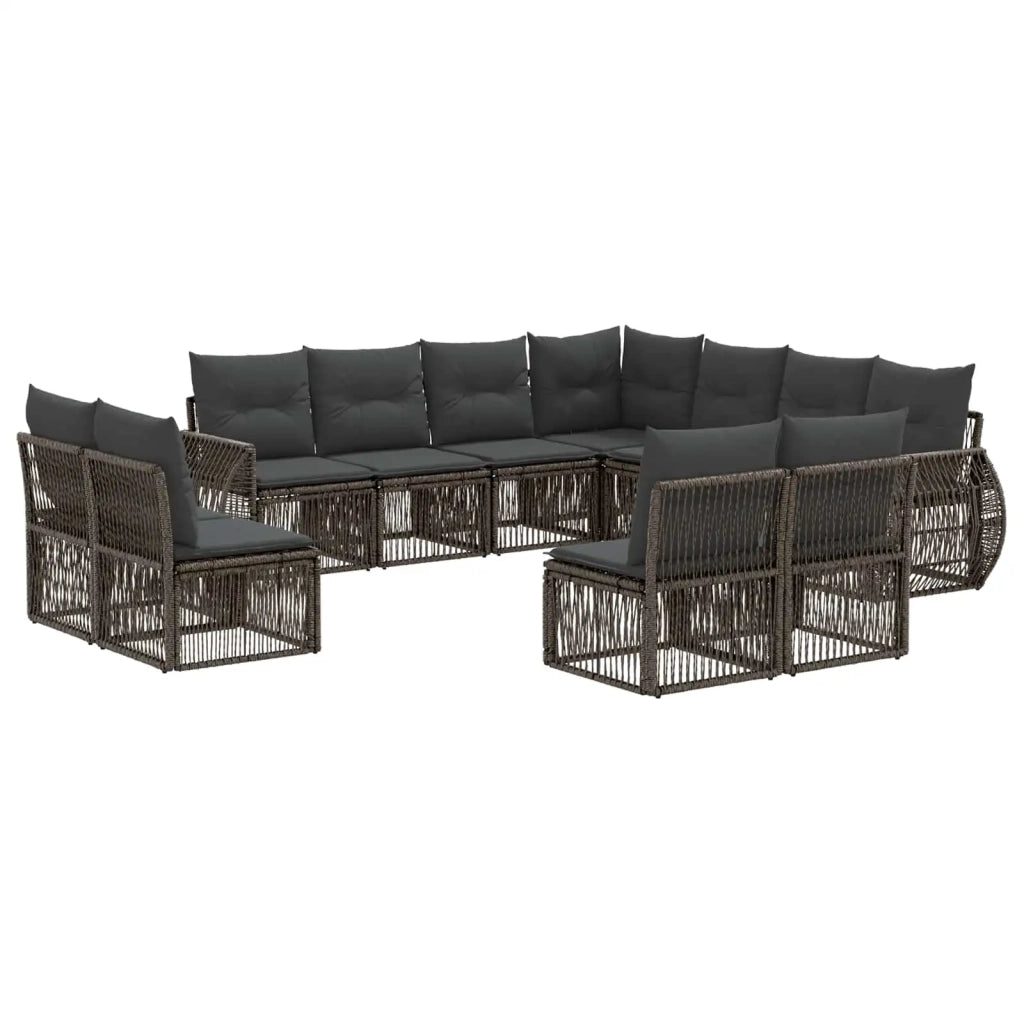 Set Divano da Giardino 11 pcs Grigio e Grigio Scuro polyrattan 3435452