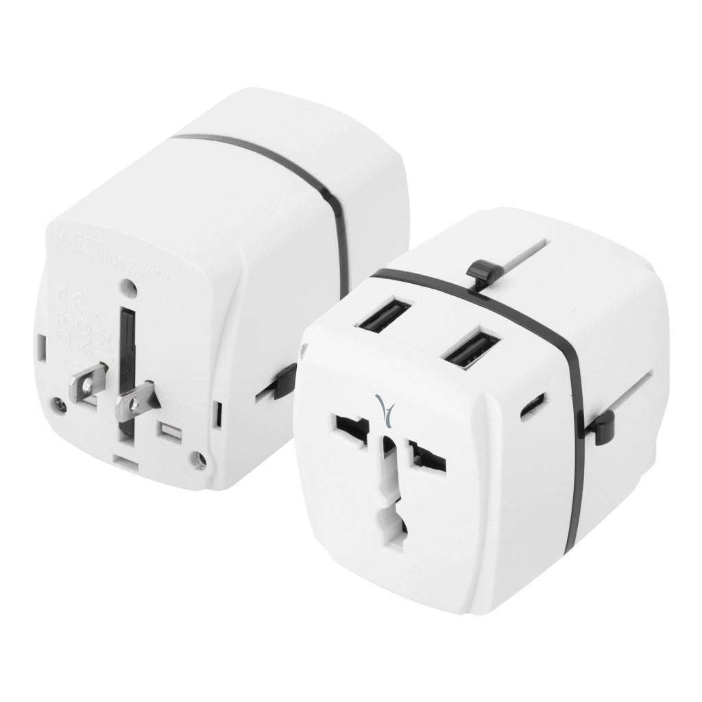 Adattatore Viaggio USA Europa UK 2 USB 2 USB C Bianco Akashi