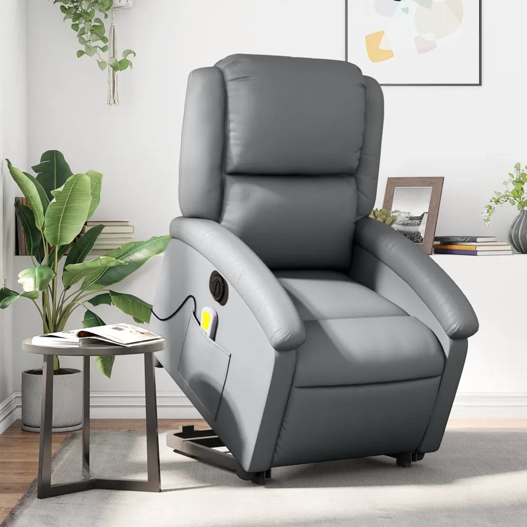 Poltrona Alzapersona Elettrica Reclinabile Grigio in Similpelle 3204250