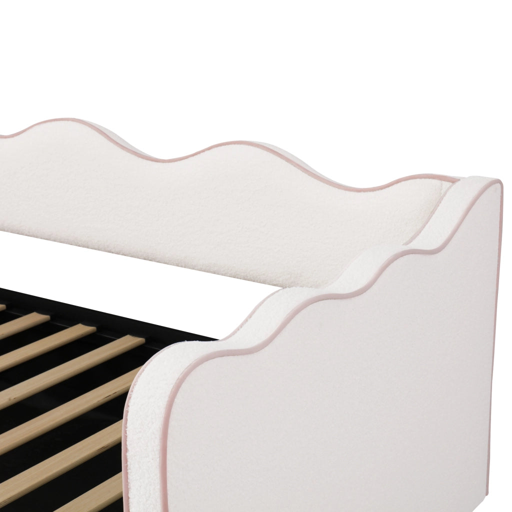Letto imbottito ULEVR 90x200 cm con contenitore idraulico, USB e Type-C, boucl¨¦ beige