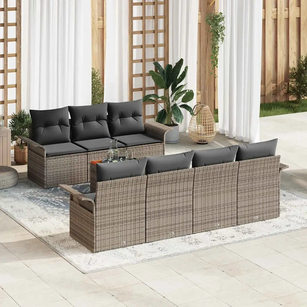 Set Divano da Giardino 8 pcs Grigio polyrattan 3355955