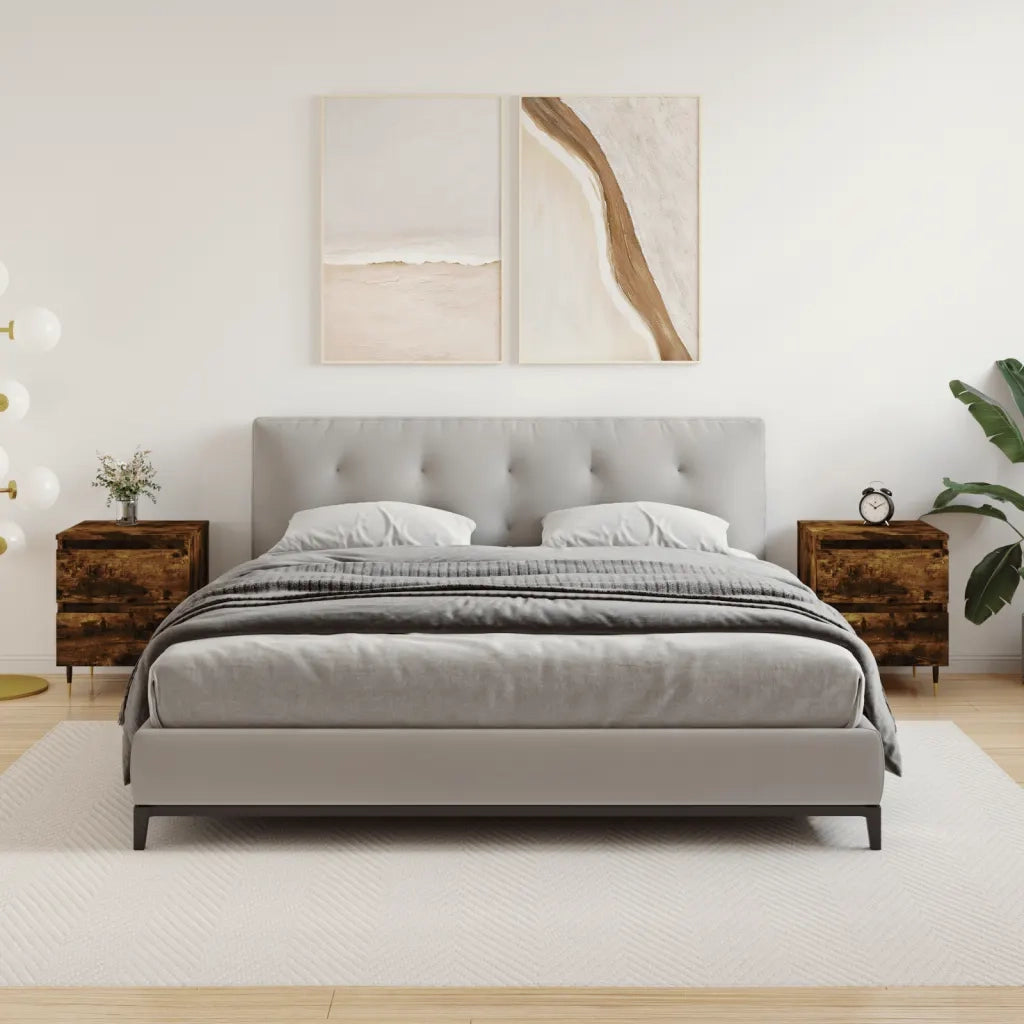 Comodini 2pz-Set di 2 Tavolino da notte Rovere Fumo 40x35x50 cm in Legno Multistrato 946880