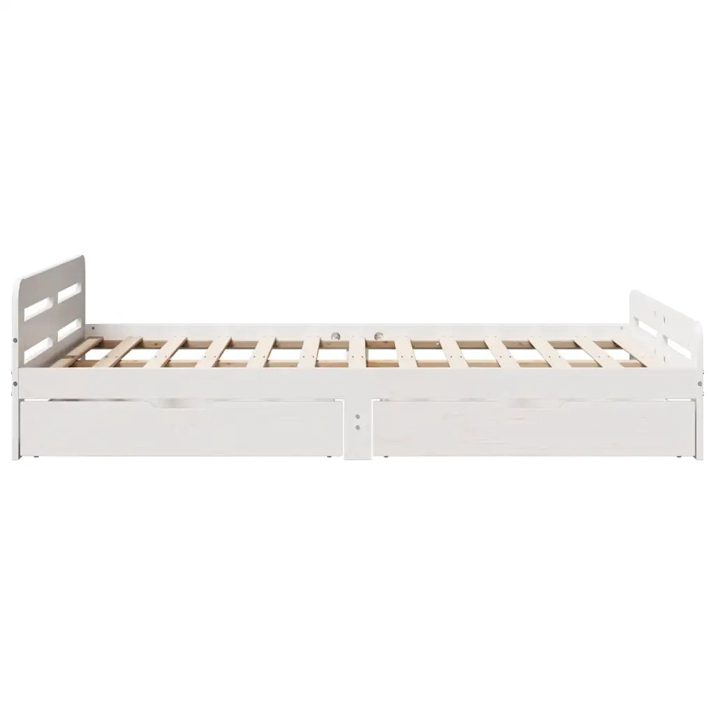 Letto senza Materasso Bianco 135x190 cm Legno Massello di Pino