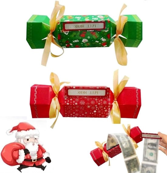 Due scatole di regalo per Natale - contenitore di denaro per dolci, contenitore di denaro per trekking, contenitore di denaro per risparmio per contanti - kit di Natale da assemblare - scatola di sorprese per Natale a casa per le feste