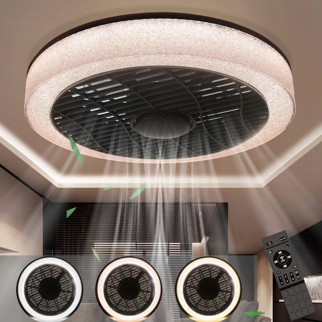 ZMH Ventilatore a Soffitto con Luce LED 40cm Moderno Telecomando Timer Dimmabile Silenzioso per Camera Soggiorno