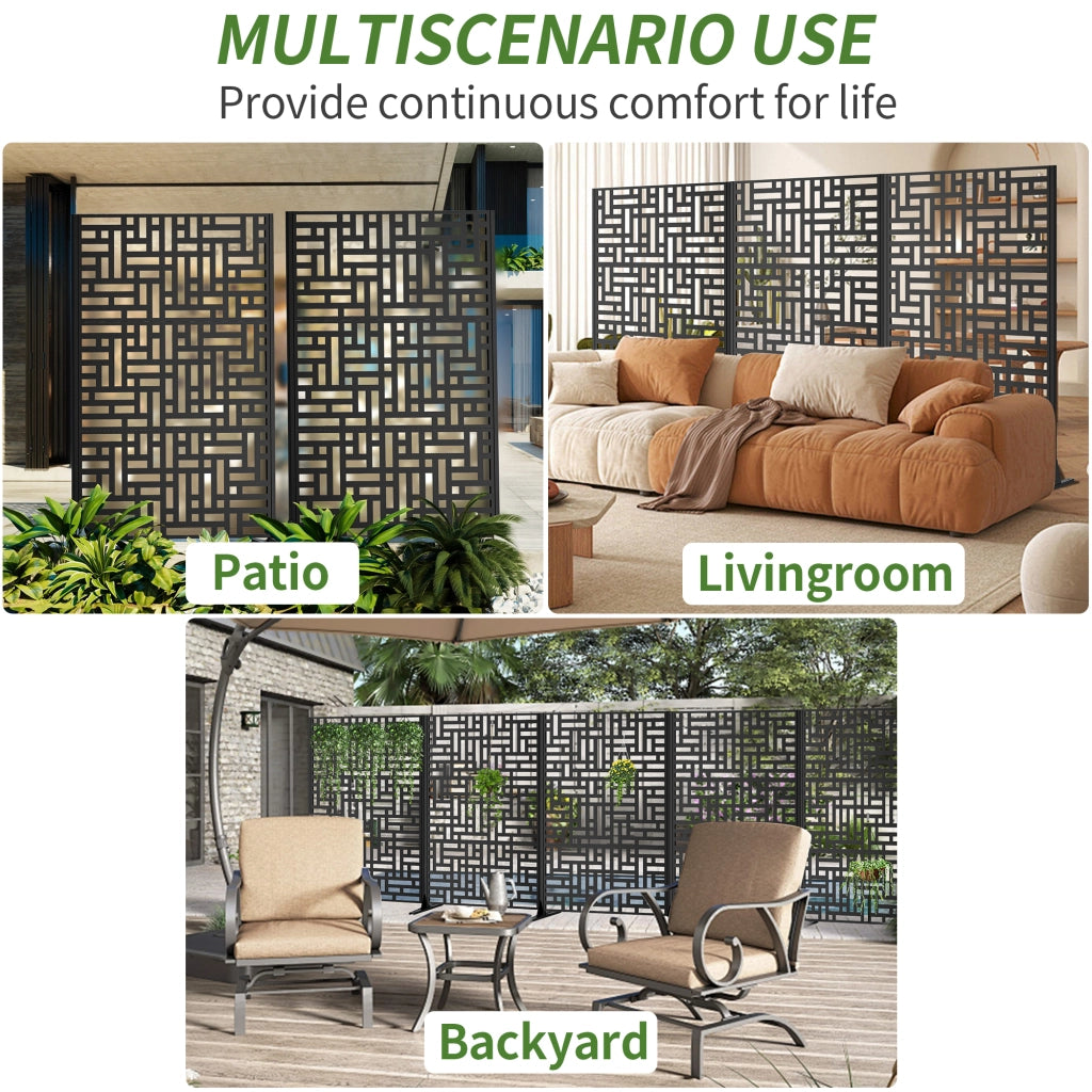 Pannello Privacy da Giardino in Metallo ¨C MINIMAL ¨C 183x116 cm, Balcone, Patio, Divisorio