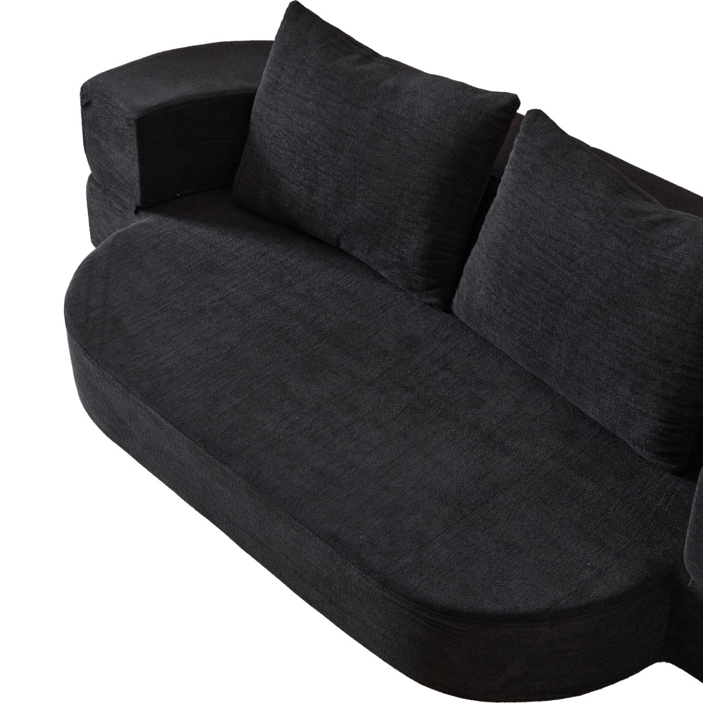 Divano letto convertibile in spugna ad alta densità con rivestimento sfoderabile, senza montaggio, flanella nera