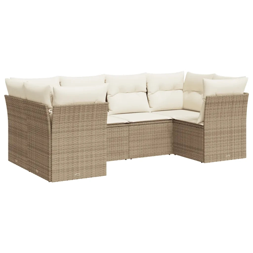 Set Divano da Giardino 6 pz con Cuscini Beige in Polyrattan 3249947