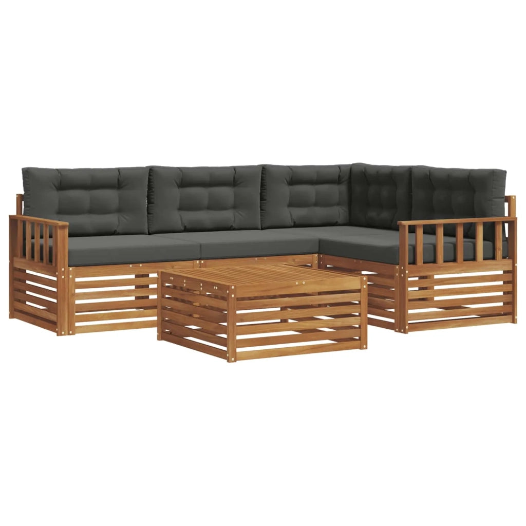 Set di divani da esterno con cuscino 5 pcs Naturale e Antracite