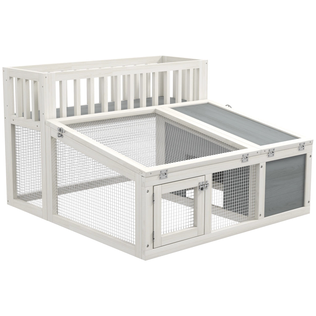 Gabbia per conigli in legno con ripiano per piante ¨C zephmum ¨C 94x90x60 cm