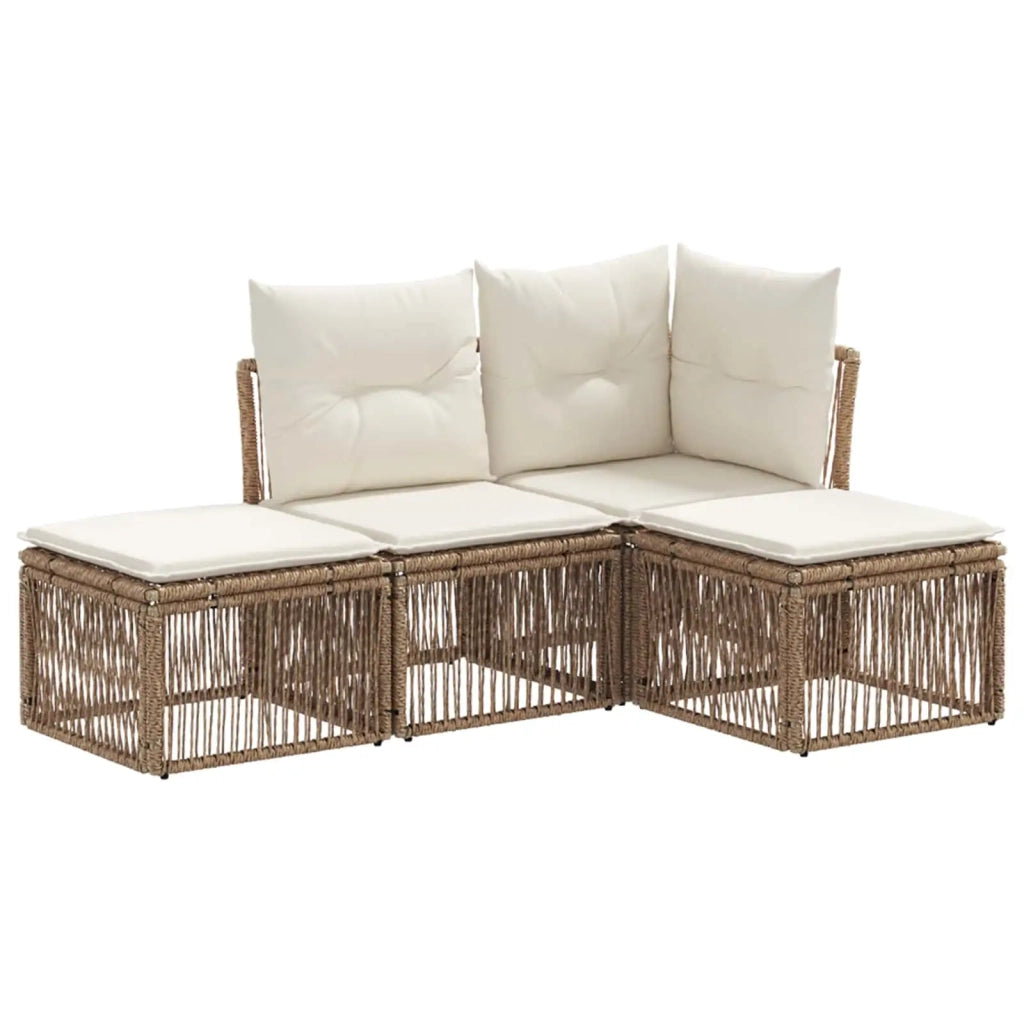 Set Divano da Giardino 4 pcs Beige polyrattan 3434181
