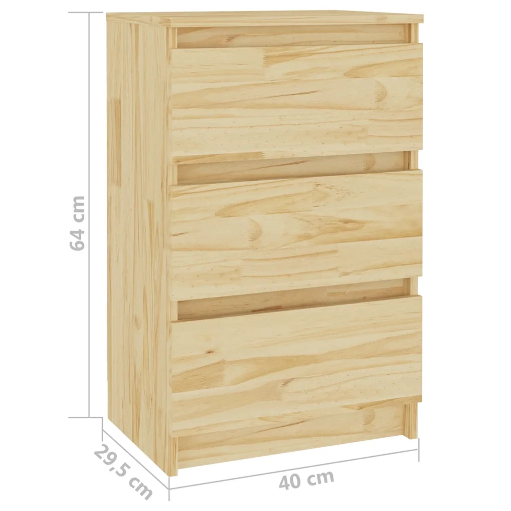 Comodino 40x29,5x64 cm in Legno Massello di Pino 808083