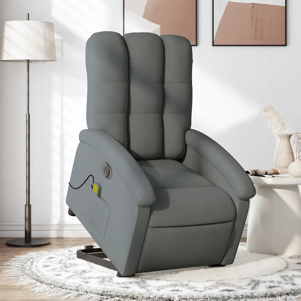 Poltrona Alzapersona Massaggi Elettrica Grigio Scuro Tessuto 3204129