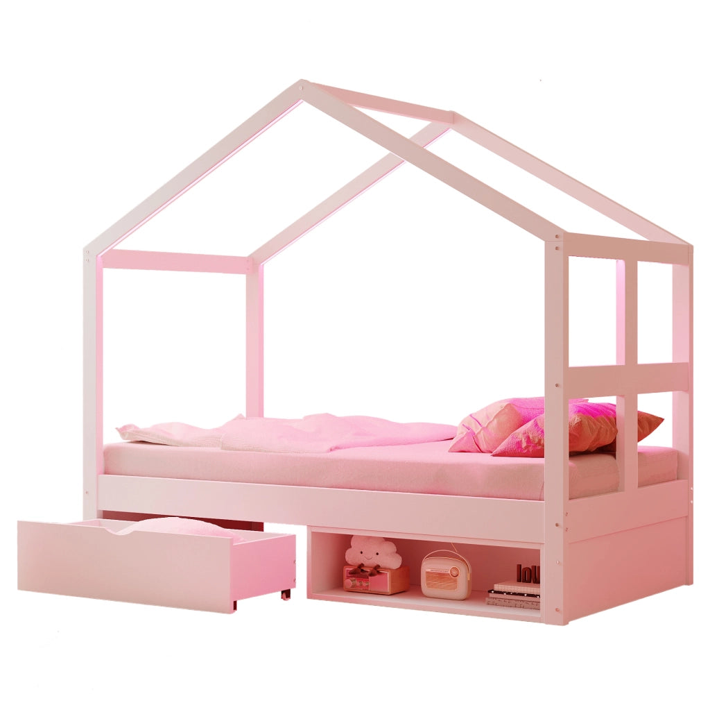 Letto singolo multifunzionale con cassetto, scarpiera e illuminazione LED