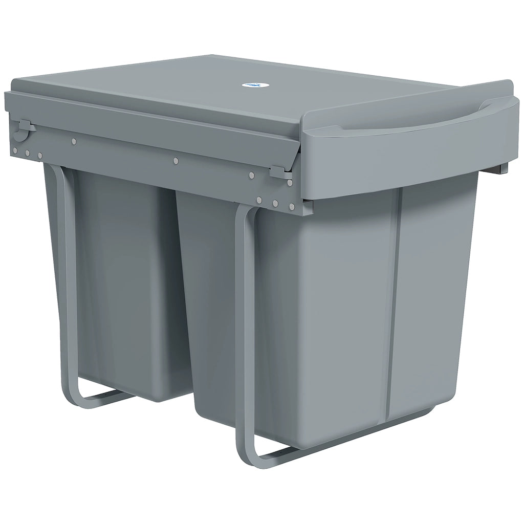 Cestino Differenziata Sottolavello con 2 Secchi ¨C zephmum ¨C Grigio 52x33.5x41 cm