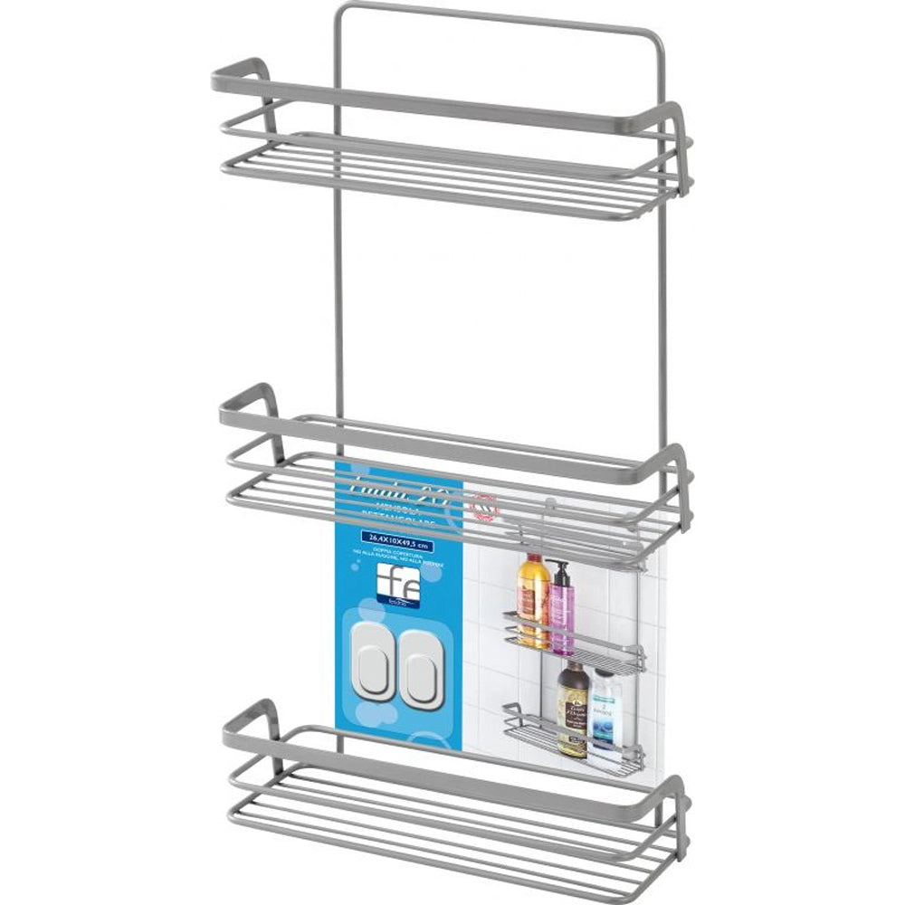 MENSOLA DOCCIA RETTANGOLARE 3 RIPIANI IN ACCIAIO LINEA LINDA L26,4 x P10 x H49,5 cm FERIDRAS