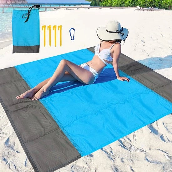 Striscia da spiaggia impermeabile - Ultraleggera e sabbia libera - 1 pezzo - Blu - 200 x 210 cm