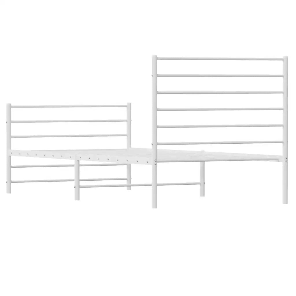 Giroletto con Testiera e Pediera-Struttura Letto Metallo Bianco 90x190 cm 545097