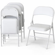Set 4 Sedie Bianche in Metallo e Seduta in Ecopelle Imbottita Sedia Ergonomica