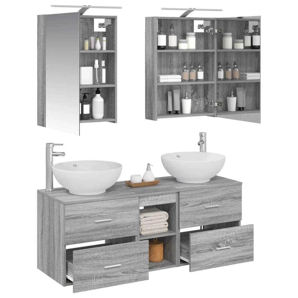 Set di mobili per il bagno 5 pcs Sonoma grigio 3406956