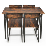 Set da pranzo composto da 5 pezzi: tavolo rettangolare 110 x 70 x 75 cm ampia zona pranzo design rustico metallo marrone 20_0020064